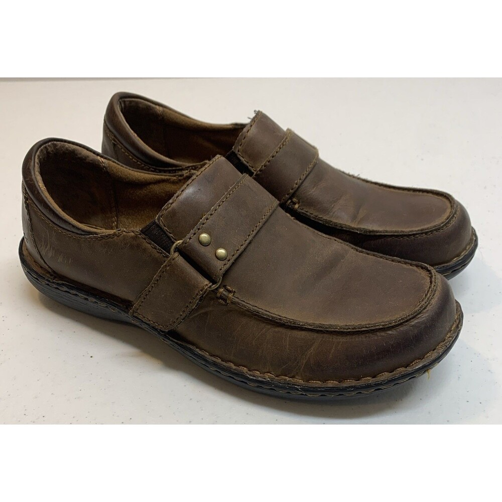 Born Leather Comfort Slip On Side Adjust Flat Mule Moc Toe c95823 8M